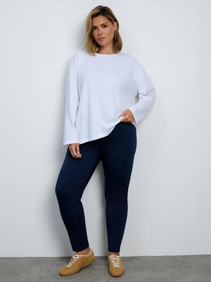 Live Unlimited Curve Cotton Round Neck Jersey Top, White, White