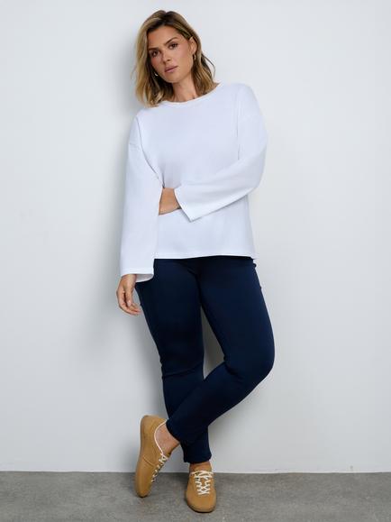 Live Unlimited Curve Cotton Round Neck Jersey Top, White - view 2, White