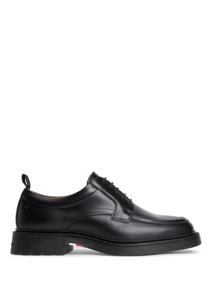 Tommy Hilfiger Leather Debossed Flag Derby Shoes, Black, Black