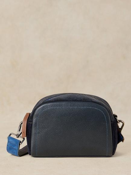 White Stuff Bella Leather & Suede Camera Bag, Dark Navy, Dark Navy