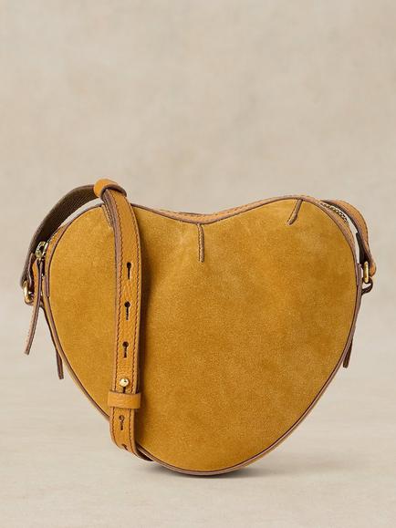 White Stuff Harriet Suede Heart Leather Bag, Mid Yellow, Mid Yellow
