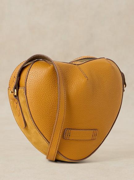 White Stuff Harriet Suede Heart Leather Bag, Mid Yellow - view 2, Mid Yellow