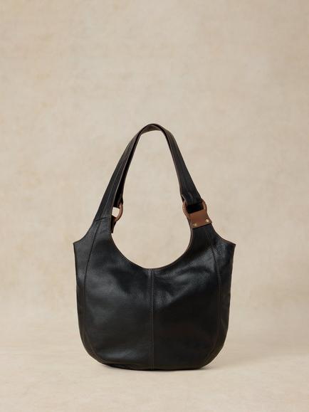 White Stuff Saffy Slouchy Leather Tote Bag, Pure Black, Pure Black
