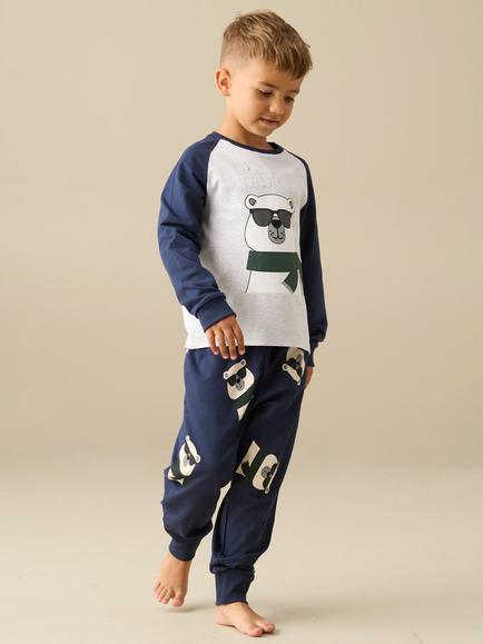 Angel & Rocket Kids' Atlas Pola Bear Pyjama Set, Navy, Navy