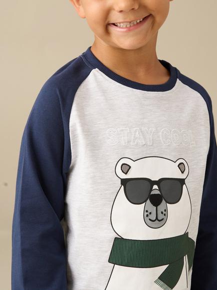 Angel & Rocket Kids' Atlas Pola Bear Pyjama Set, Navy - view 2, Navy