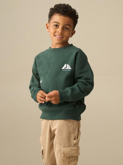 Angel & Rocket Kids' Kaiden Crew Neck Mountain Graphic Sweatshirt, Green, Green