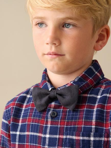 Angel & Rocket Kids' Abel Long Sleeve Brushed Shirt, Navy/Multi - view 2, Navy/Multi