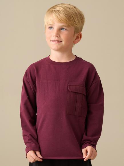 Angel & Rocket Kids' Sam Long Sleeve Utility Pocket T-Shirt, Burgundy, Burgundy