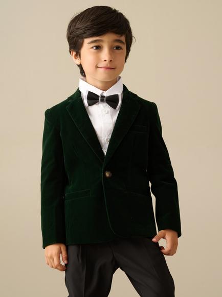 Angel & Rocket Kids' Liam Velvet Tuxedo Blazer, Emerald, Emerald