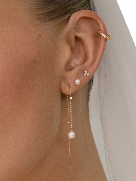 Tish Lyon Pearl Stud Earrings - view 2, Gold