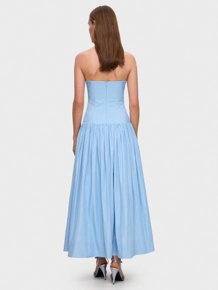 Anna October Chloe Panelled Bodice Open Neck Sleeveless Midi Dress, Light Blue - view 2, Light Blue