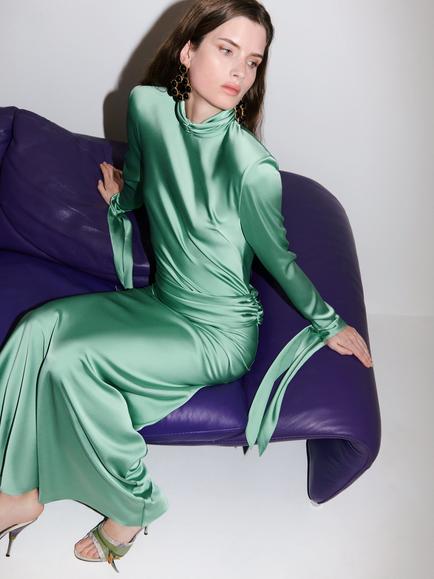 Anna October High Neck Column Maxi Dress, Eucalyptus, Eucalyptus