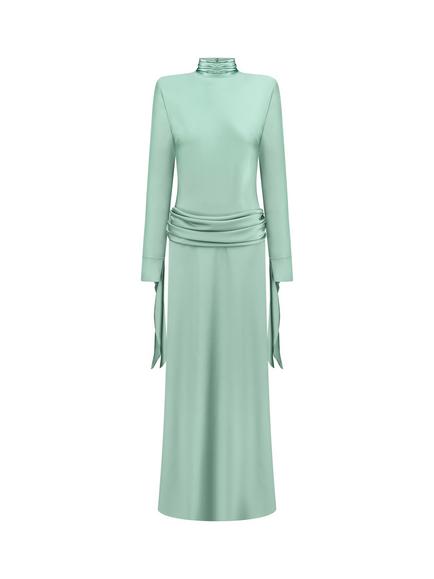 Anna October High Neck Column Maxi Dress, Eucalyptus - view 2, Eucalyptus