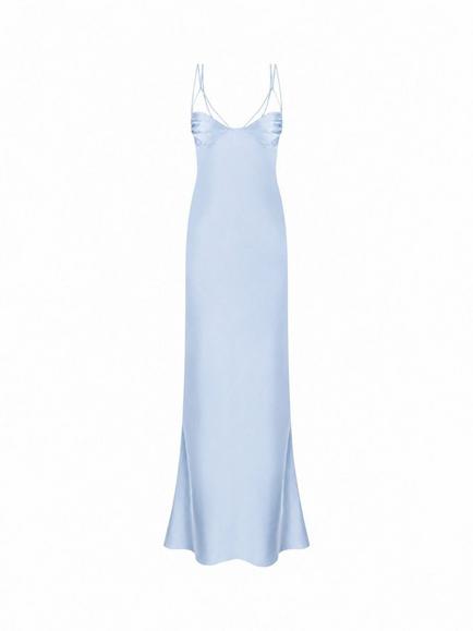 Anna October Scoop Neck Sleeveless Slip Maxi Dress, Light Blue, Light Blue
