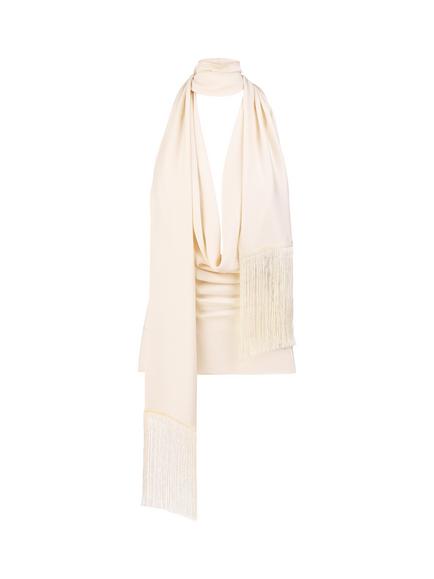 Anna October Scarf Detail Cowl Neck Sleeveless Halter Top, White - view 2, White