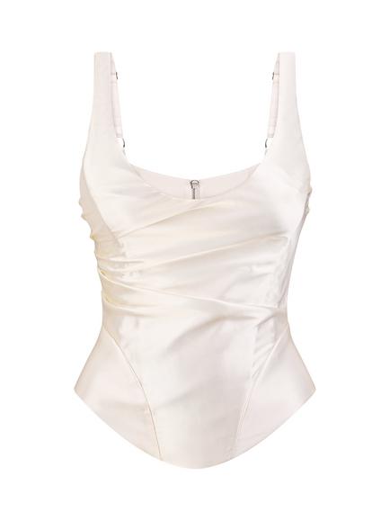 Anna October Sculpted Fit Square Neck Sleeveless Corset Top, Ivory - view 2, Ivory