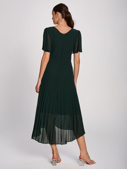 Jolie Moi Pleated Midi Chiffon Dress - view 2, Dark Green