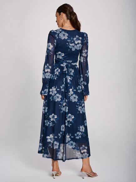 Jolie Moi Floral Maxi Dress, Navy/Multi - view 2, Navy/Multi