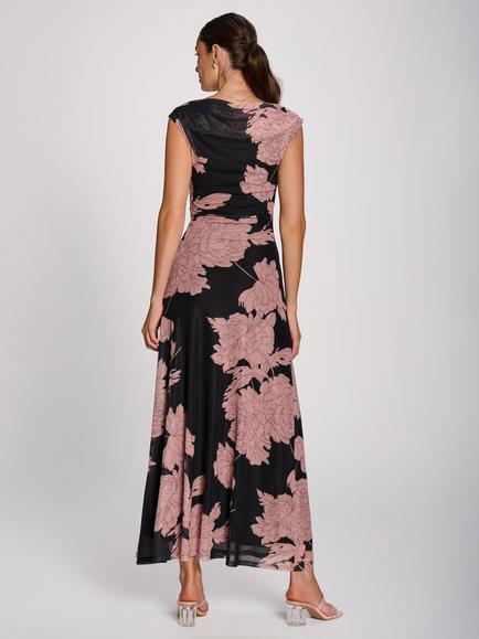 Jolie Moi Floral Sleeveless Maxi Dress, Pink/Black - view 2, Pink/Black