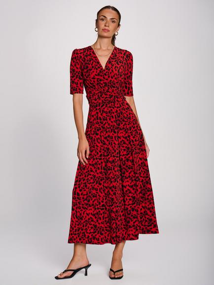 Jolie Moi Animal Print Maxi Dress, Red/Black, Red/Black