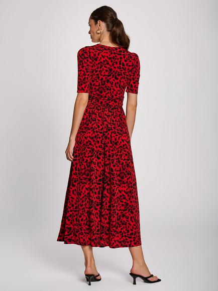 Jolie Moi Animal Print Maxi Dress, Red/Black - view 2, Red/Black