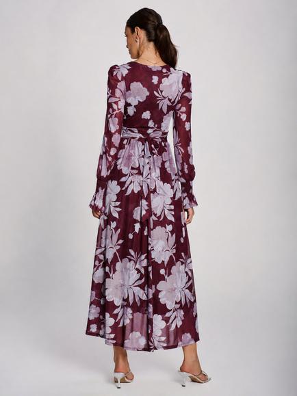 Jolie Moi Floral Maxi Dress, Purple/Multi - view 2, Purple/Multi