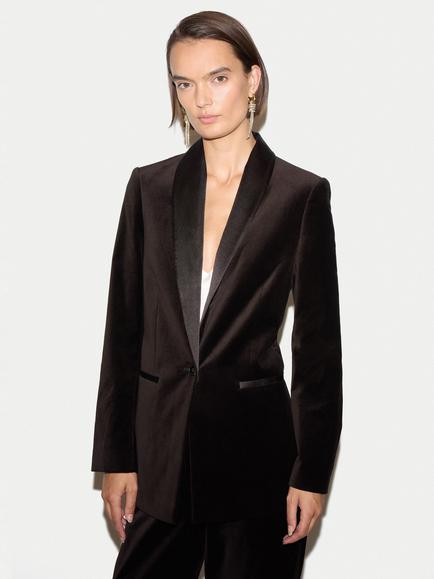 Jigsaw Velvet Shawl Collar Blazer, Brown, Brown