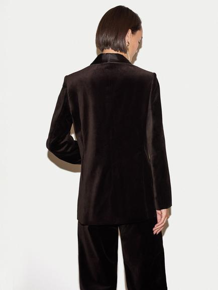 Jigsaw Velvet Shawl Collar Blazer, Brown - view 2, Brown