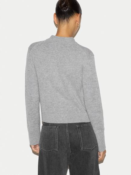Jigsaw Wool Rich Round Neck Cardigan, Grey - view 2, Grey