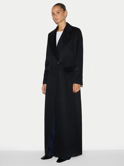 Jigsaw Single Breasted Super Maxi Wool Coat, Black, Black