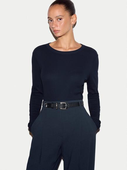 Jigsaw Cotton Rich Round Neck T-Shirt, Navy