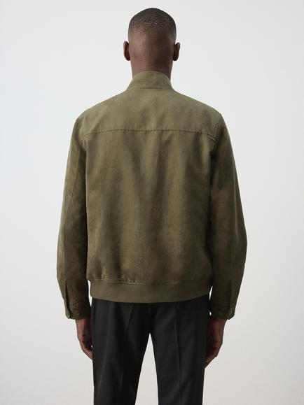 Mango Zip Neck Bomber Jacket, Khaki - view 2, Khaki