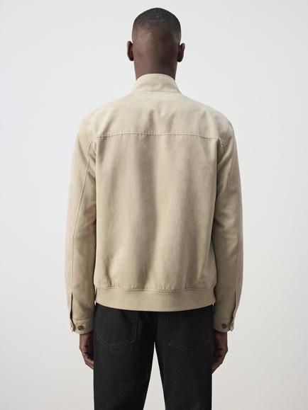 Mango Zip Neck Bomber Jacket, Khaki - view 2, Beige
