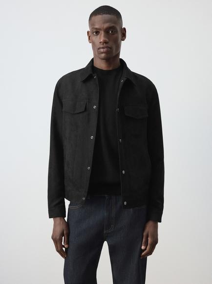 Mango Shirt Collar Jacket, Black, Black