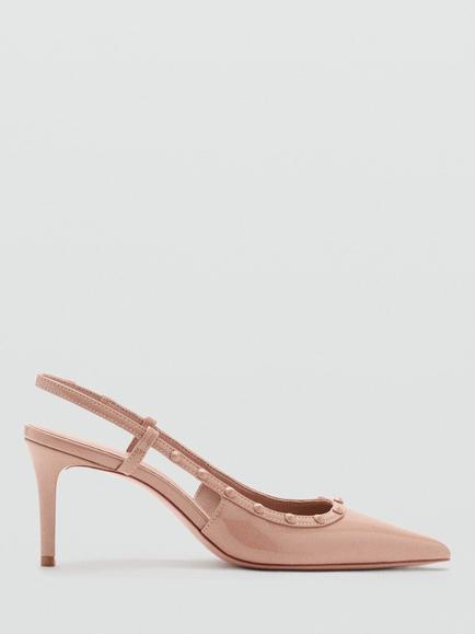 Mango Sculptural Pointed Toe Stiletto Heel Slingback Court Shoes, Nude, Nude