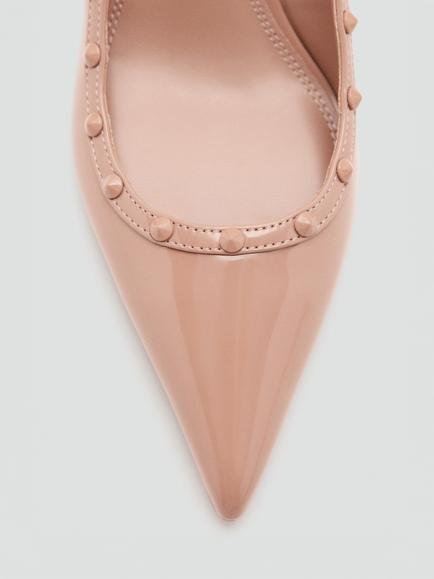 Mango Sculptural Pointed Toe Stiletto Heel Slingback Court Shoes, Nude - view 2, Nude