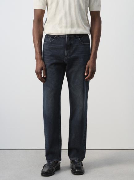 Mango Bob Mid Rise Straight Leg Jeans, Blue/Black, Blue/Black