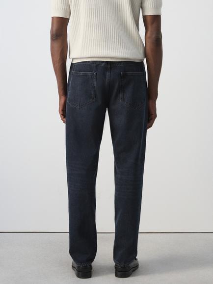 Mango Bob Mid Rise Straight Leg Jeans, Blue/Black - view 2, Blue/Black