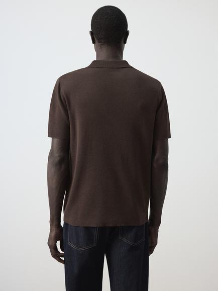Mango Short Sleeve Polo Shirt, Brown - view 2, Brown