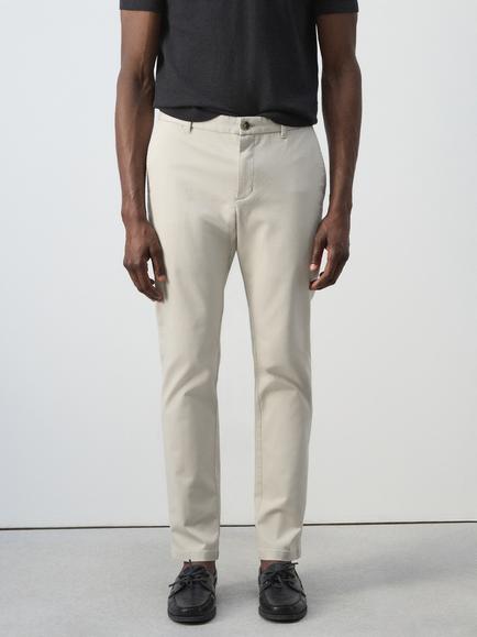 Mango Cotton Rich Slim Fit Chinos, Raw, Raw