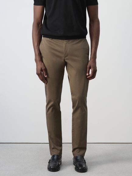 Mango Cotton Rich Slim Fit Chinos, Black, Brown