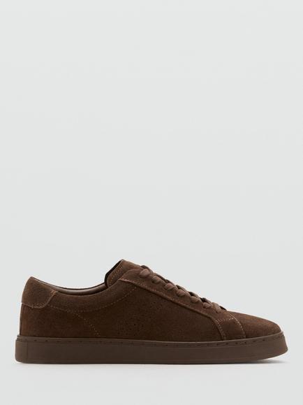 Mango Pure Suede Low Profile Trainers, Brown, Brown