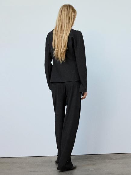 Mango Asymmetrical Fitted Blazer, Grey - view 2, Grey