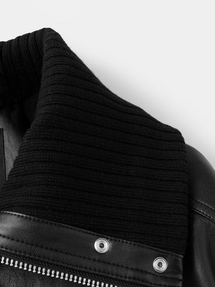 Mango Cropped Long Sleeve Ribbed Collar Jacket, Black - view 2, Black