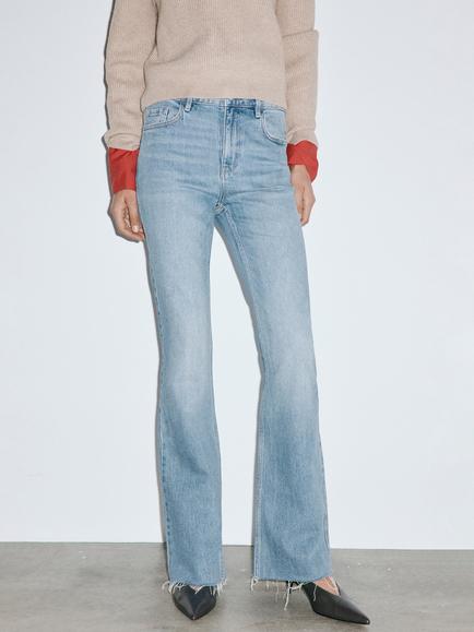 Mango Mid Rise Flared Jeans, Blue, Blue