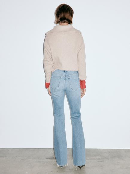 Mango Mid Rise Flared Jeans, Blue - view 2, Blue