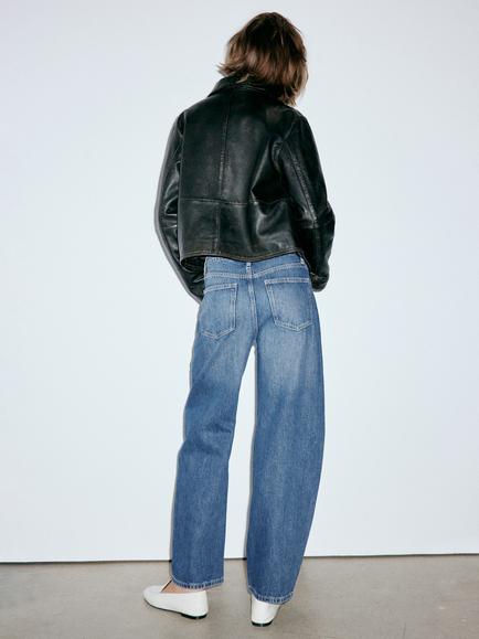 Mango High-Rise Wide-Leg Jeans, Mid Blue - view 2, Mid Blue