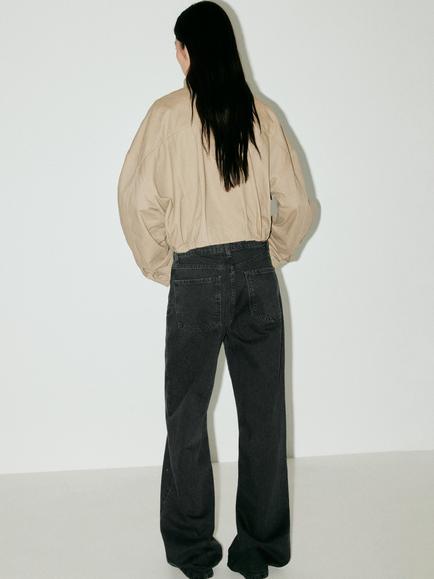 Mango High Rise Wide Leg Jeans, Black - view 2, Black