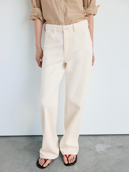 Mango High Rise Wide Leg Longline Jeans, Raw, Raw