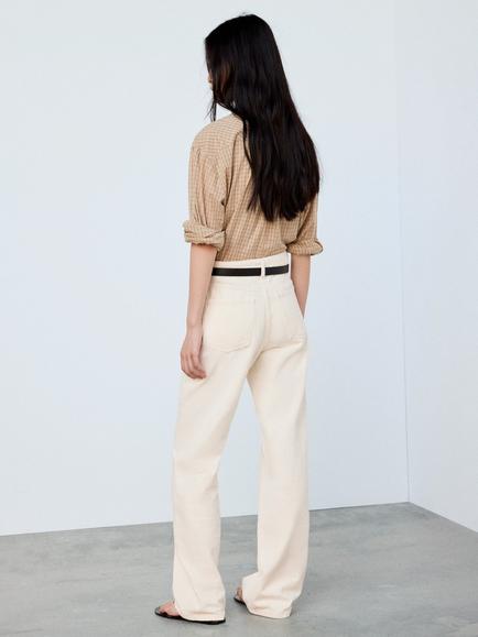 Mango High Rise Wide Leg Longline Jeans, Raw - view 2, Raw